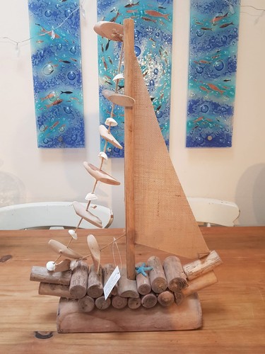 Driftwood sail boat coastal - driftwood,
