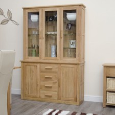 Arden Solid Oak Large Dresser With Light Dressing Room Display Cabinet