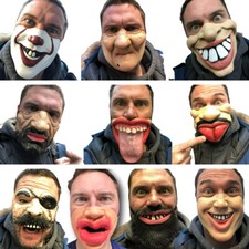 Funny People Half Face Comedy Mask Stag Hen Party Latex Masks Masquerade Laughs