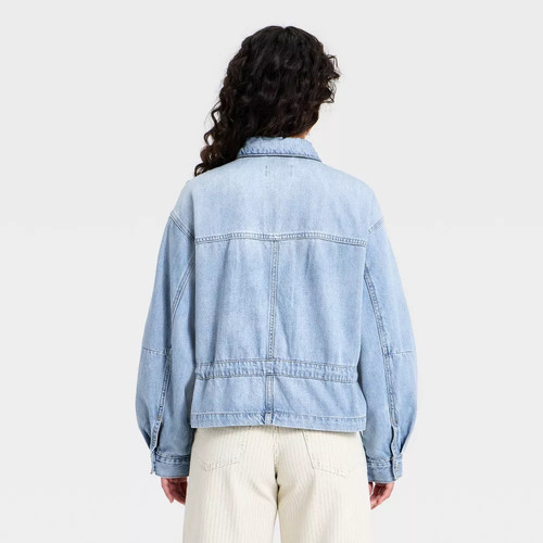 Women cinched denim jacket - denim,