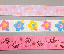 3 x 1m Remnants of Ribbon Trim -Flowers Strawberries Cakes -Crafts Sewing 25mm