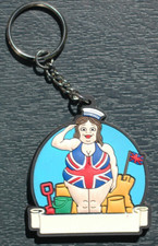 lady in union jack swimsuit