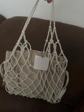 ZARA: Pearl Grey Beaded Bucket