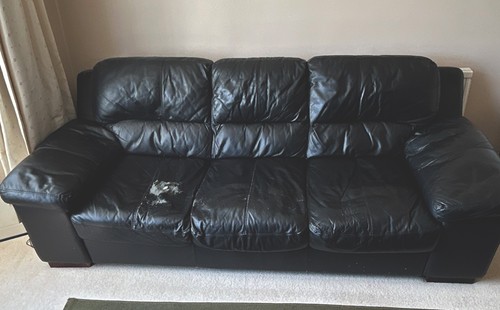 Dfs black leather - dfs, seater