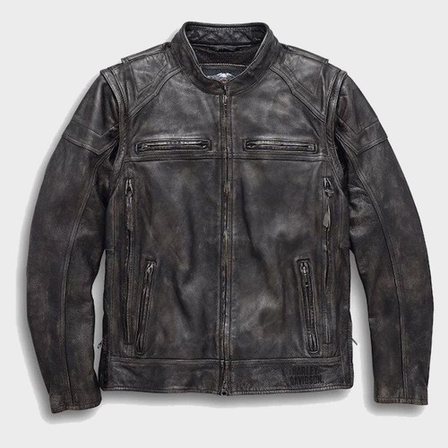 Men biker leather jacket - biker, 3
