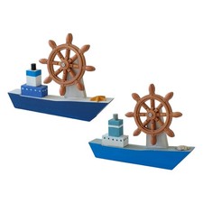 Wooden Sailboat Model Office Beach Theme Housewarming Desk Nautical Rudder