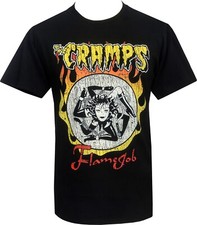 The Cramps Men's Psychobilly T-Shirt Flame job Album Poison Ivy Garage Punk
