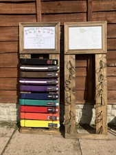 Personalised Martial arts belt display 10 belt slats, karate taekwondo judo mma