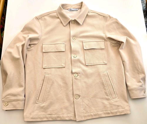 Zara men beige twill shacket - twill,