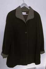 Black Woollen Jacket/Coat with Check Patterned Trim Size 20