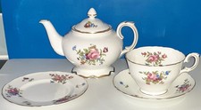 Tea for One Set, teapot, large cup + saucer, sideplate, by Crown Staffordshire