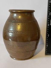 Rare Vintage Antique Pottery Pot Vase Stoneware Salt Glazed Ceramic Farmhouse 