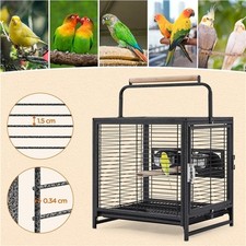 Wrought Iron Travel Bird Cage Carrier for Small to Medium Sized Birds w/ Cover