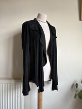 LILI GRACE UK 14 Black Real Fine Suede Jacket. Drape Shawl Waterfall Boho Chic