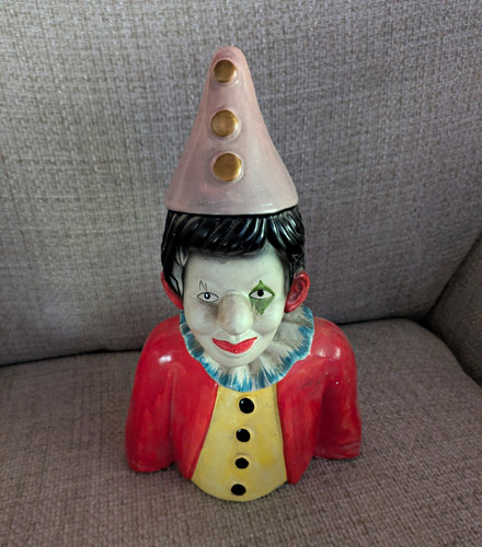 Vintage ceramic clown bust - ceramic,