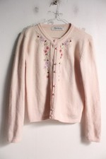 Berkertex Womens Floral Embroidered Cardigan Angora - Pink - Size 10 12 (D86)