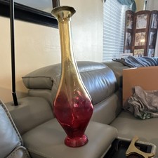 Art Glass Red Gold Tall