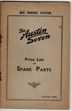 Austin  Seven Price List of