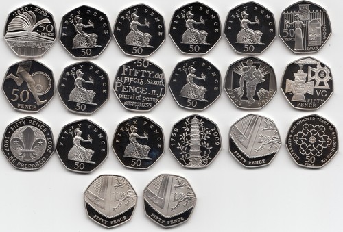 Fifty pence coins 50p - fifty,