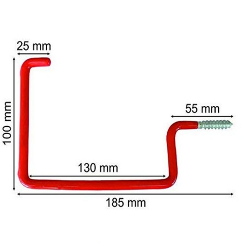 Universal red pvc hooks 185mm - universal,