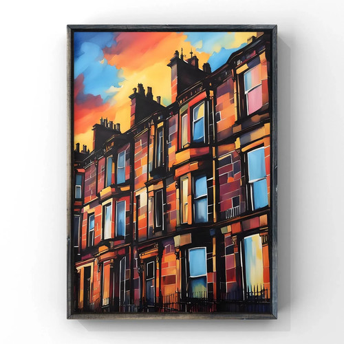 Glasgow tenement sunset print - tenement,