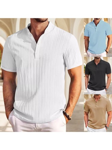 Mens striped henley grandad - mens,