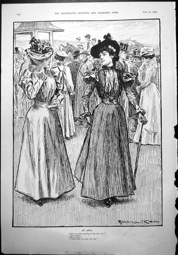 Old ascot sketch two ladies - two,
