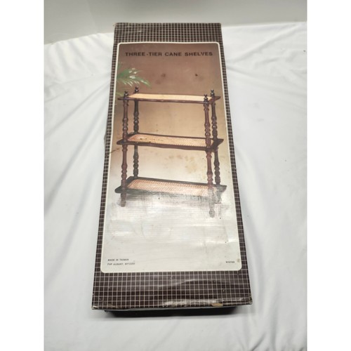 Vintage tier cane shelf new - cane,