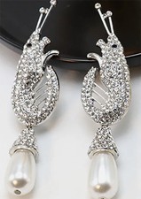 Gorgeous Silver Crystal Shrimp Crayfish Earrings