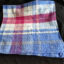 Vintage Tablecloth Seersucker Fabric Camper Picnic , 46"square.