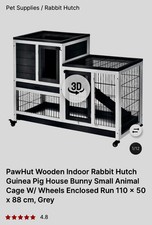 Wooden Rabbit Hutch Bunny Guinea Pigs House Cage Wheels Indoor 110 x 50 x 86cm