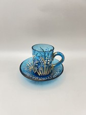 Vintage Blue Glass Enamelled