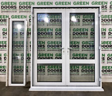 FRENCH DOORS WITH TOPLIGHT ALUMINIUM METAL WHITE EXTERNAL EXTERIOR DOUBLE GLAZED