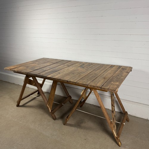 Vintage pine trestle tabletop - vintage,