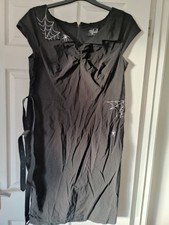 Hell Bunny 2xl 18 Miss Muffett Dress Black Spider Wiggle Pencil Goth Alt