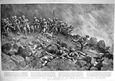 Original Old Antique Print 1900 War Ladysmith Boers Wagon Devons Highlanders