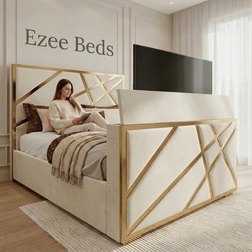 Gold star upholstered bed - gold,