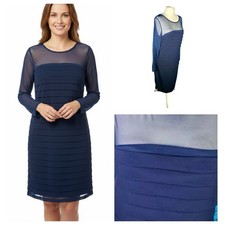 Blue Dress Size 20 SARA BERNSHAW Smart Mesh Lined Curve Plus Work Party RRP £349