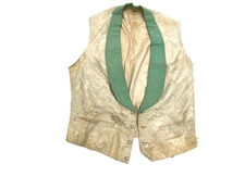 A 19th century silk damask waistcoat with green collar. 