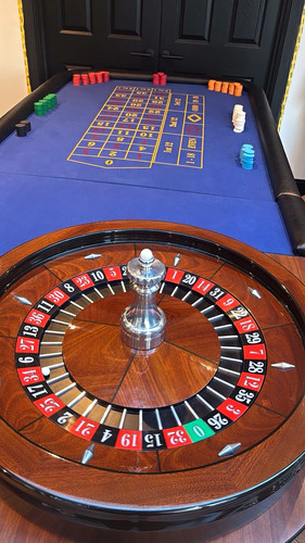 Roulette wheel with - wheel, blue