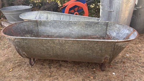 Vintage galvanised oval tin - galvanised,