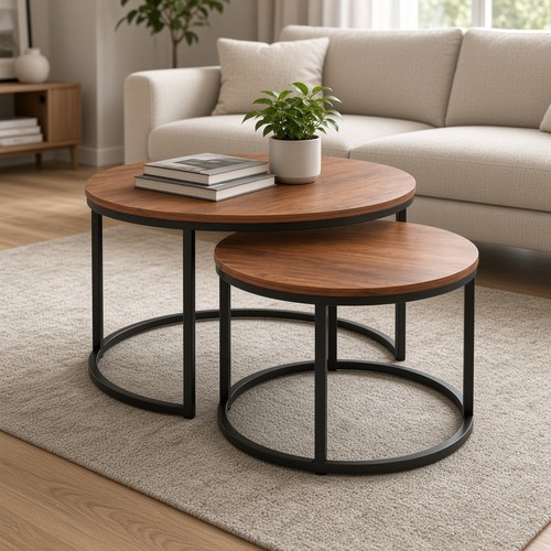 Round coffee table set - coffee, of