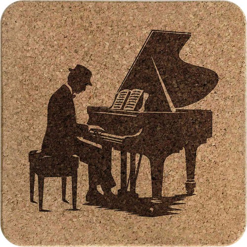 Piano player square - 'piano, cork