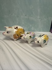 Set of 3 Vintage 1960's Arthur Wood Pig Ceramic Money Banks With Stoppers VGC
