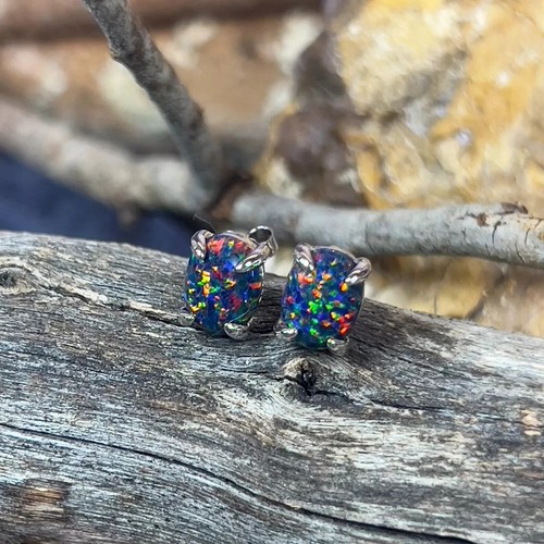 Black opal earrings solid - black,