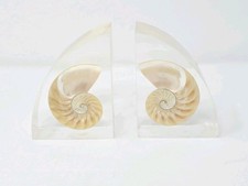 Vtg Nautilus Shell Bookends