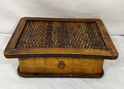 Vintage wicker top wood one - wood,