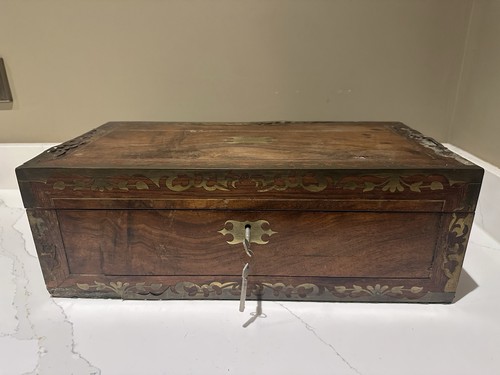 Wooden writing slope - box, brass