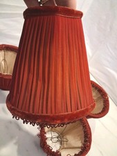Vintage  Lampshade  Red Chiffon Pleated Fringed 5in Diameter  (5 Available)