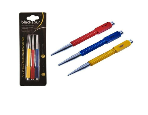 3pc colour coded nail punch - 3pc,